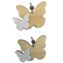 Motýľ drevený na zavesenie 2 ks 7x7 cm