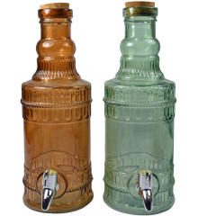 Sklenená fľaša s ventilom a korkovým vrchnákom 2L